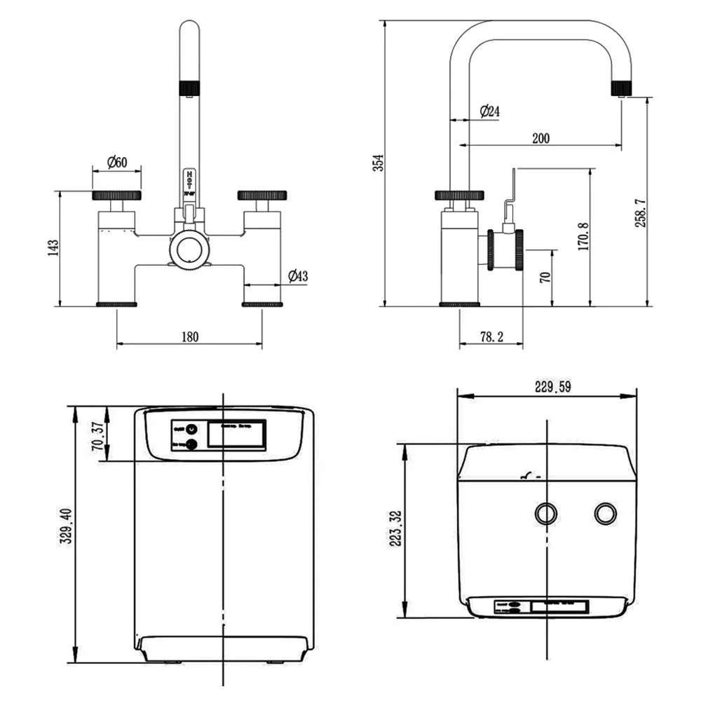 Viwanda Traditional Style 3 in 1 Hot Water Kitchen Tap - Chrome