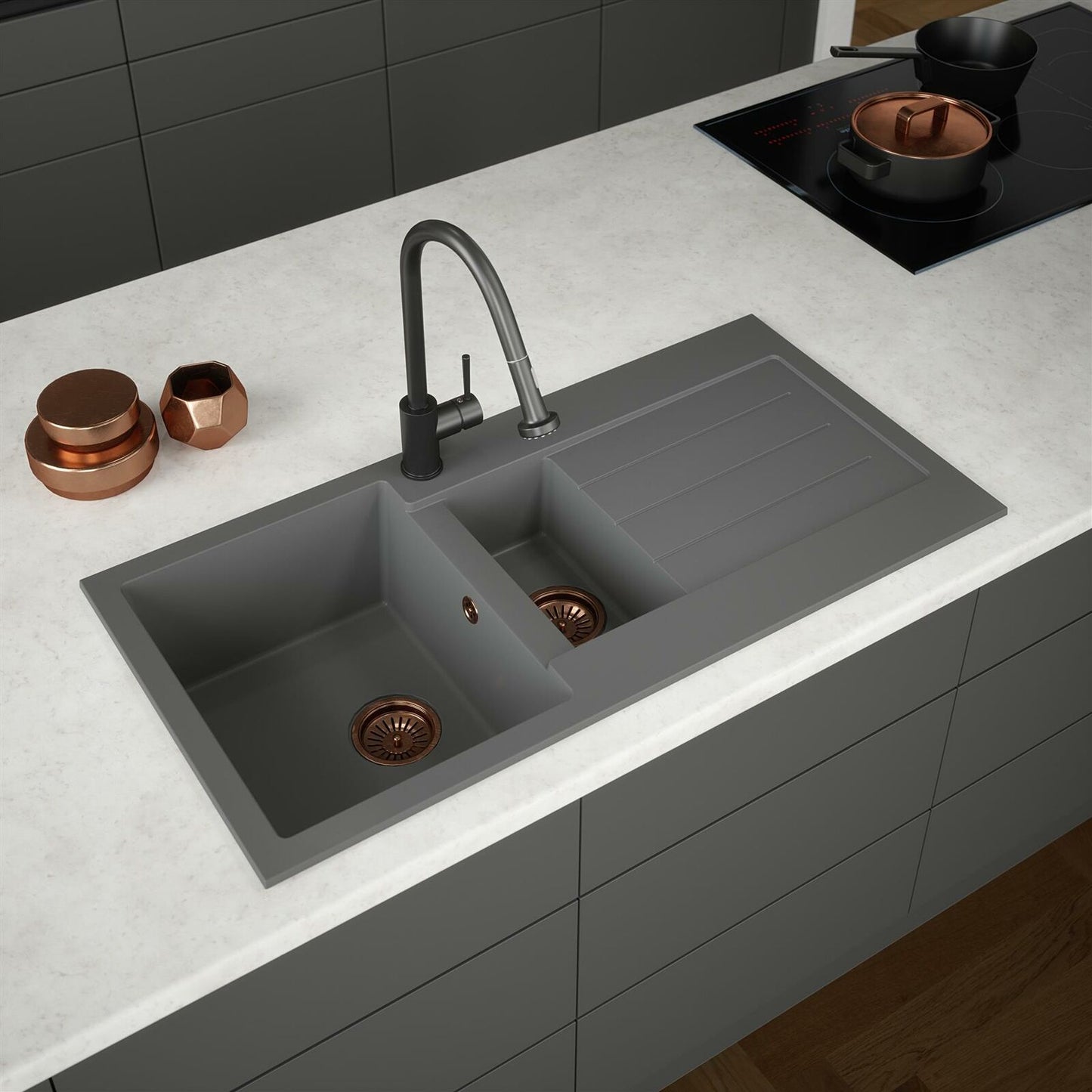 Poho 1.5 Inset Reversible Comite Kitchen Sink - In 3 Colours