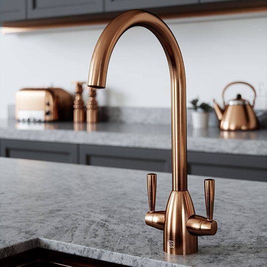 Vibrance Twin Lever Mono Copper Kitchen Mixer Tap - 12 Handle Finishes