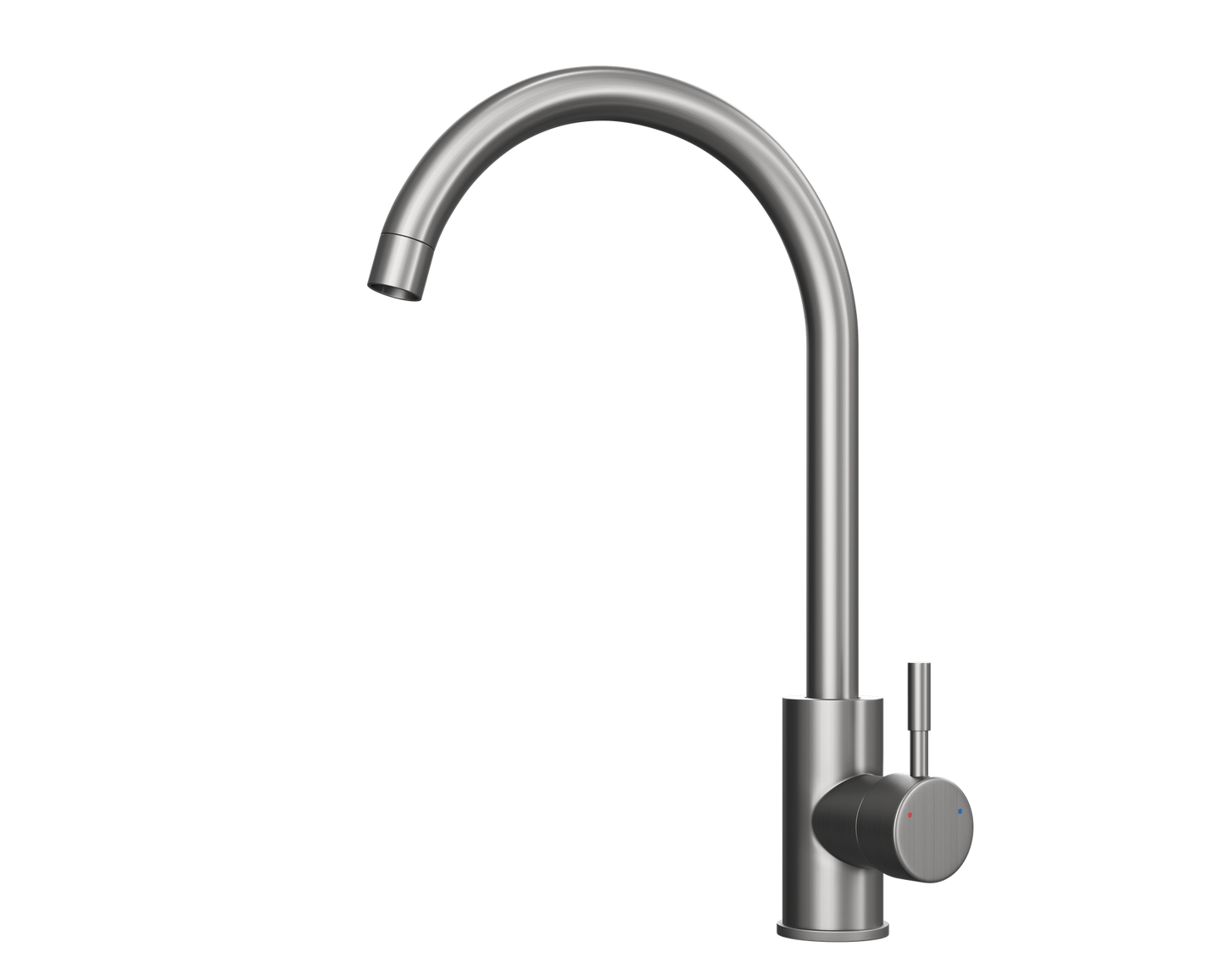 Close up image of a chrome single lever mixer tap Stainless Steel Kitchen Mixer Tap