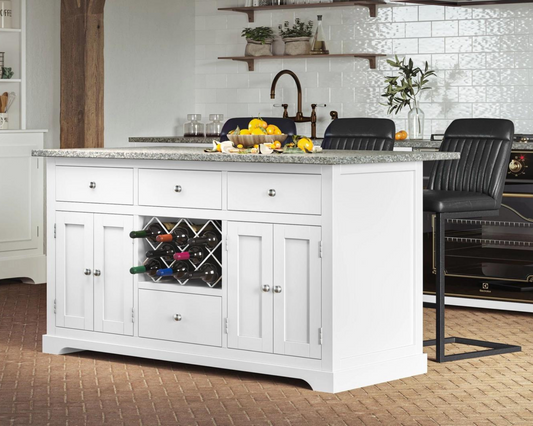 White Kitchen Island with 3 Granite Worktop Colour Options